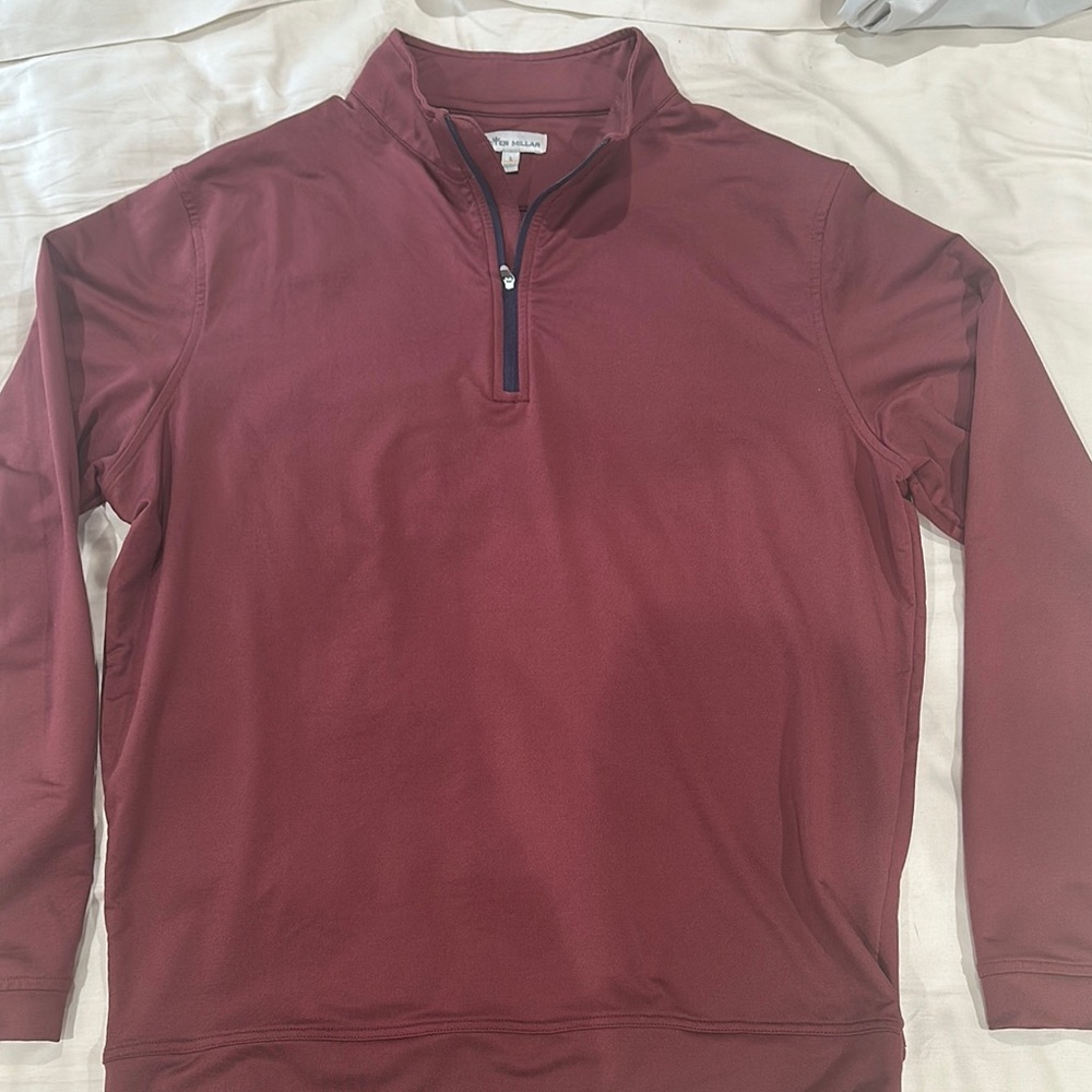 Peter Millar Golf Maroon Quarter-Zip Pullover